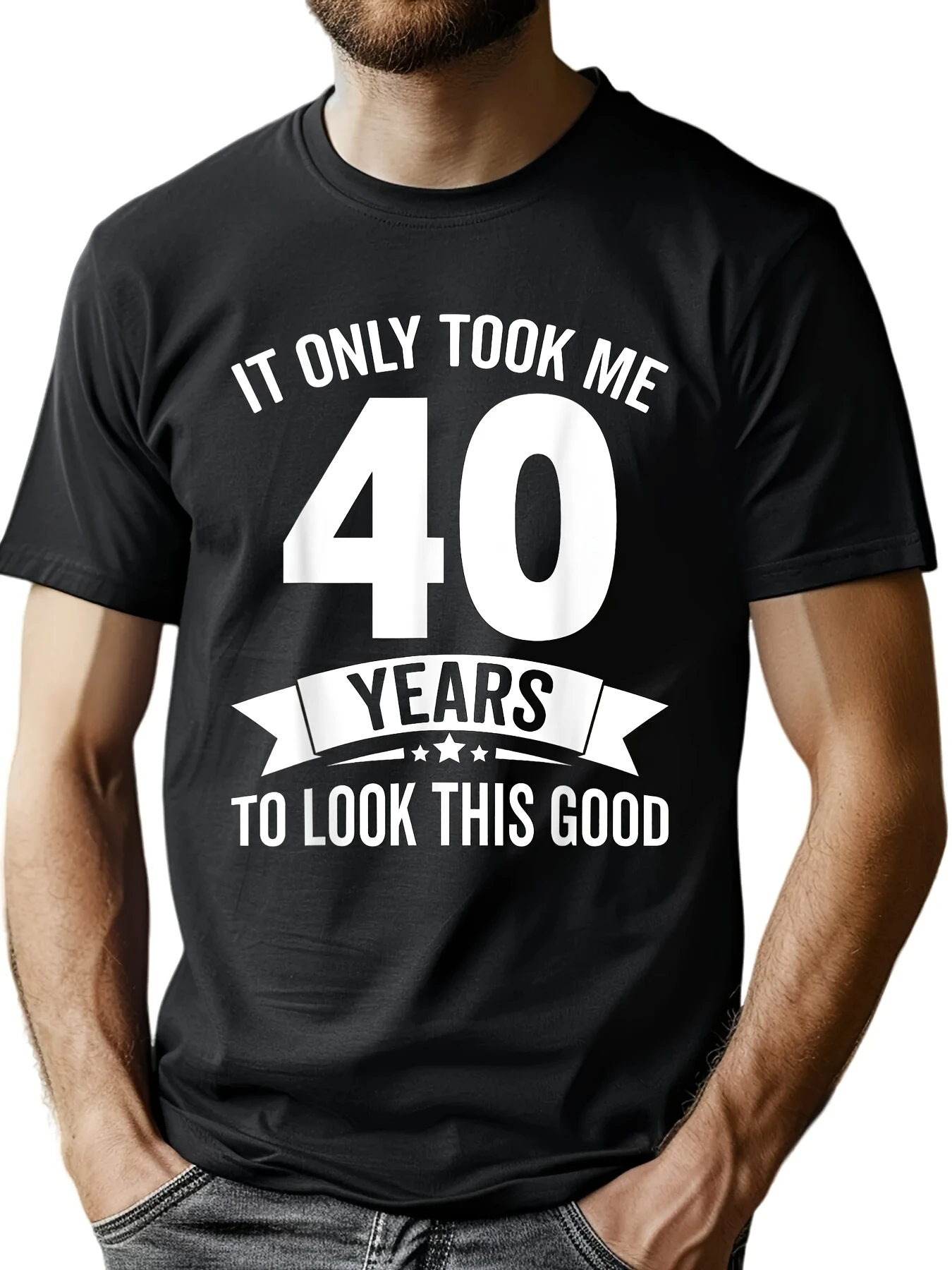 Men's black pattern T-shirt - 