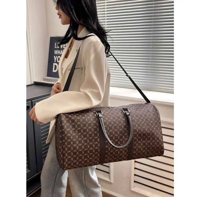 Coffee Color High Quality Pu Leather Large Capacity Travel Hanbag For Women Weekend Business Female Duffle Bag Gym Luggage Bag