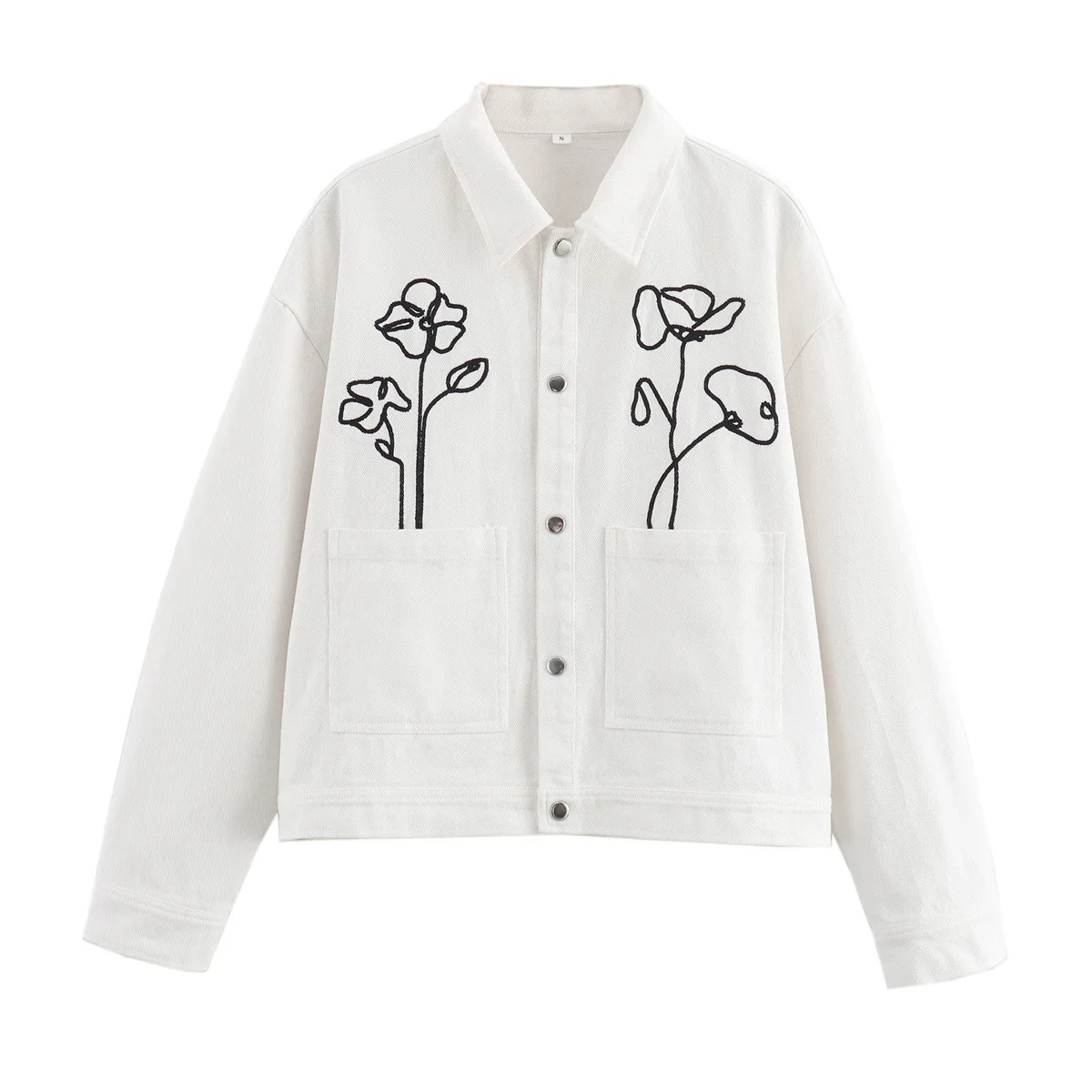 

Women's Embroidered Lapel Long Sleeved Jacket For Women