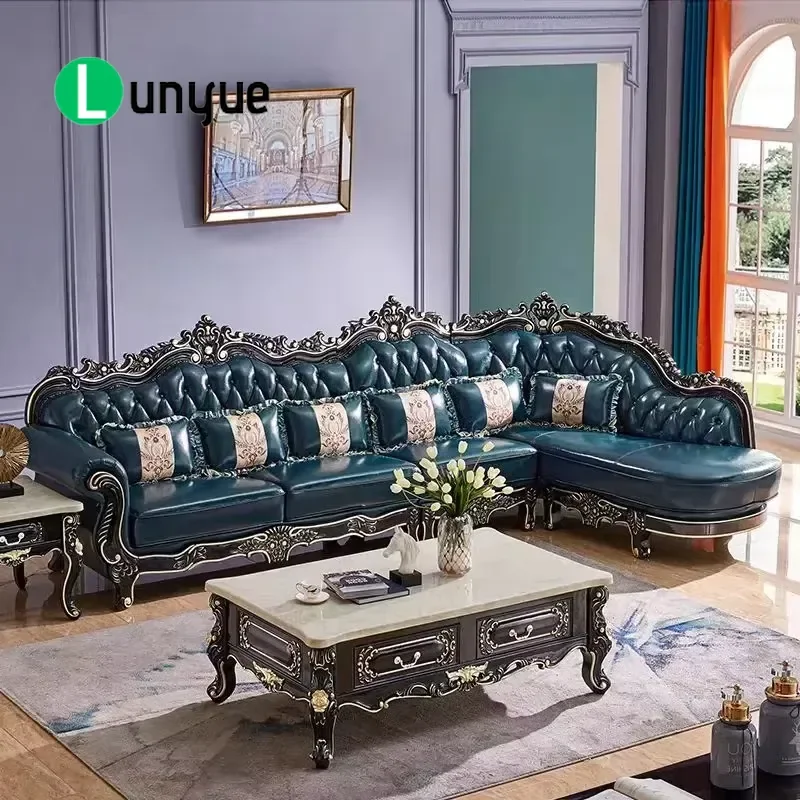 Modern L Shaped Corner Leather Sofa Set Solid Wood Frame 3 Seater with Recliner Living Room Furniture Comfortable Durable