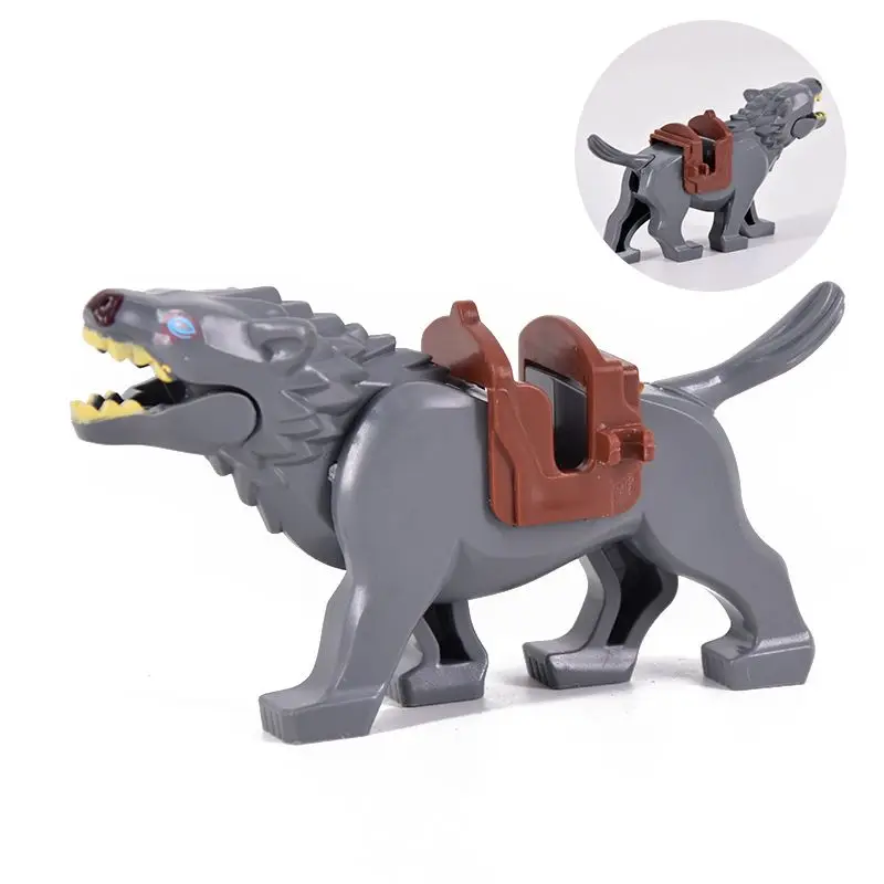 Medieval Animals Series Brown/Gray/White Wolf Mount Assembling Small Particle Building Blocks DIY Bricks Toys For Kids Gifts