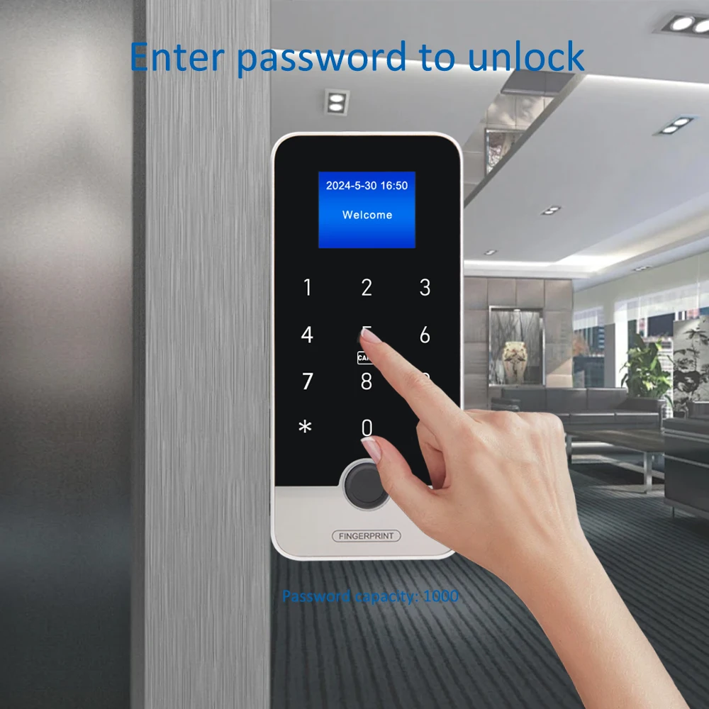 Waterproof Bluetooth Tuya Fingerprint Access Controller RFID Keyboard Touch Keypad 13.56MHz App Unlock Door Open Control System