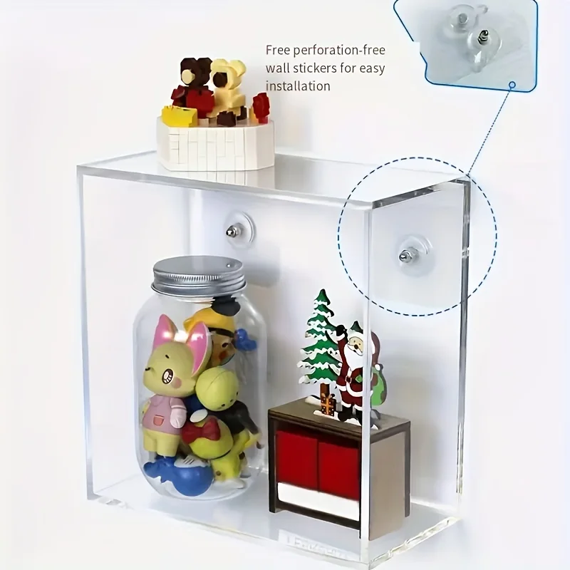 Modern Acrylic Wall Shelves No Drilling Required Perfume Figure Display Storage Case Room Decoration Interior Accessories Gift