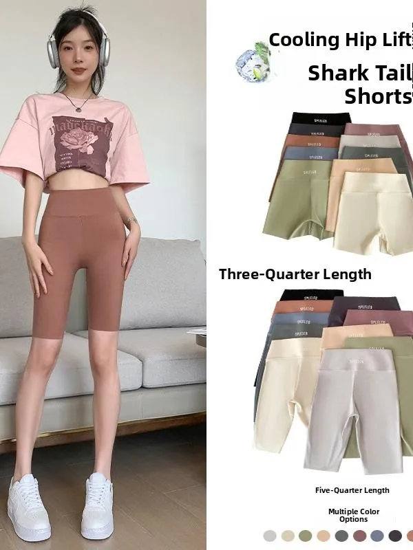 Damskie spodnie do jogi wyszczuplające, obcisłe, długość 3/4, spodnie rowerowe, modelujące pośladki, warstwa bazowa, spodnie z nadrukiem, poliester