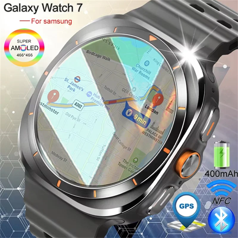 For Samsung Galaxy Watch 7 Ultra GPS Compass NFC Smart Watch Outdoor Sports Man AMOLED BT Call IP68 Galaxy 6 Upgraded Smartwatch