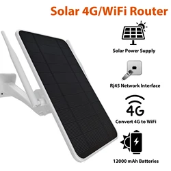 Roteador solar IP66 à prova d'água, 6 W, repetidor WiFi, roteador 4G, tudo em um, alcance WiFi 50M, baterias totais 12000mAh