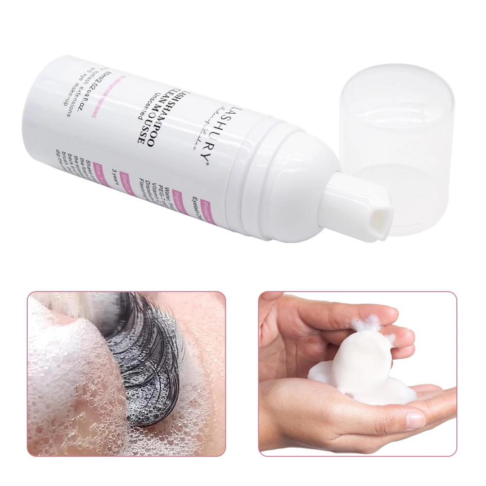 Lashury Eyelashes Mousse Foam Eyelash Shampoo 60ml Gentle Cleansing Eyelashes Grafting Extension Eyelash Dedicated Cleaner