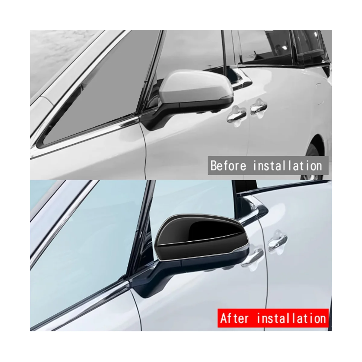 Car Bright Black Side Mirror Covers Side Wing Mirror Cover Cap for Toyota Alphard 40 Series 2023+