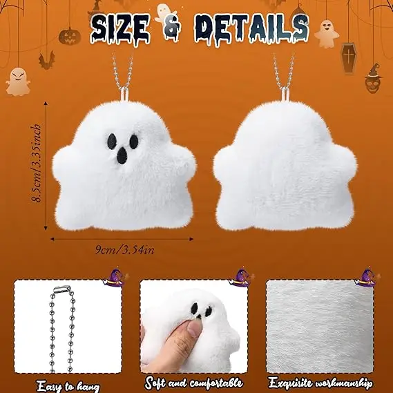15 pçs mini fantasma animal de pelúcia halloween brinquedos de pelúcia pequeno diabo fantasma chaveiros de pelúcia adequados, decorações de festa de halloween