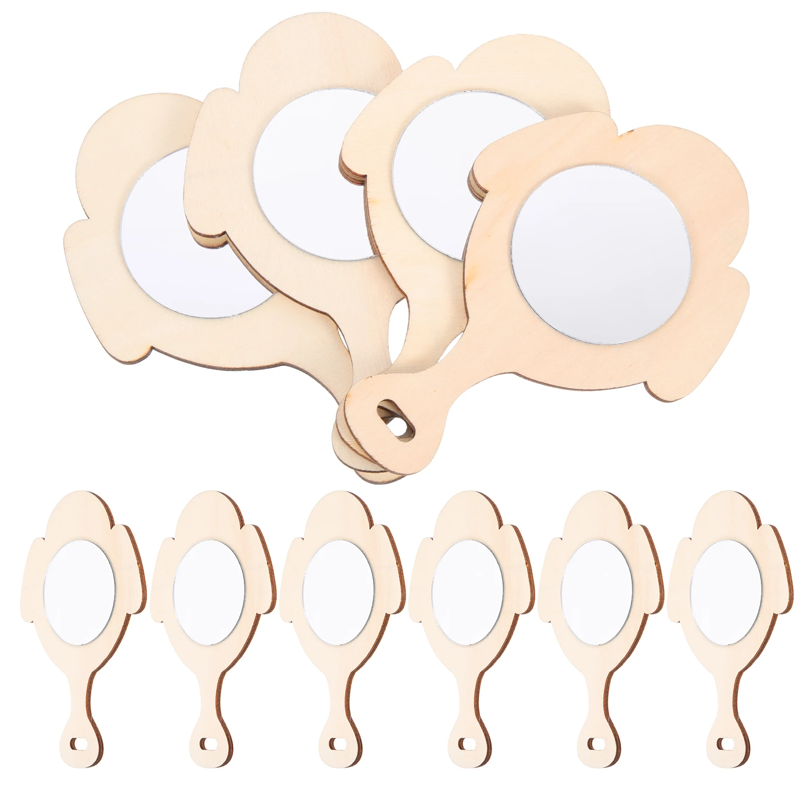 10 stuks DIY handgemaakte houten spiegels onafgewerkt mooie handspiegel voor kaptafel ambachtelijke accessoire kinderspiegel