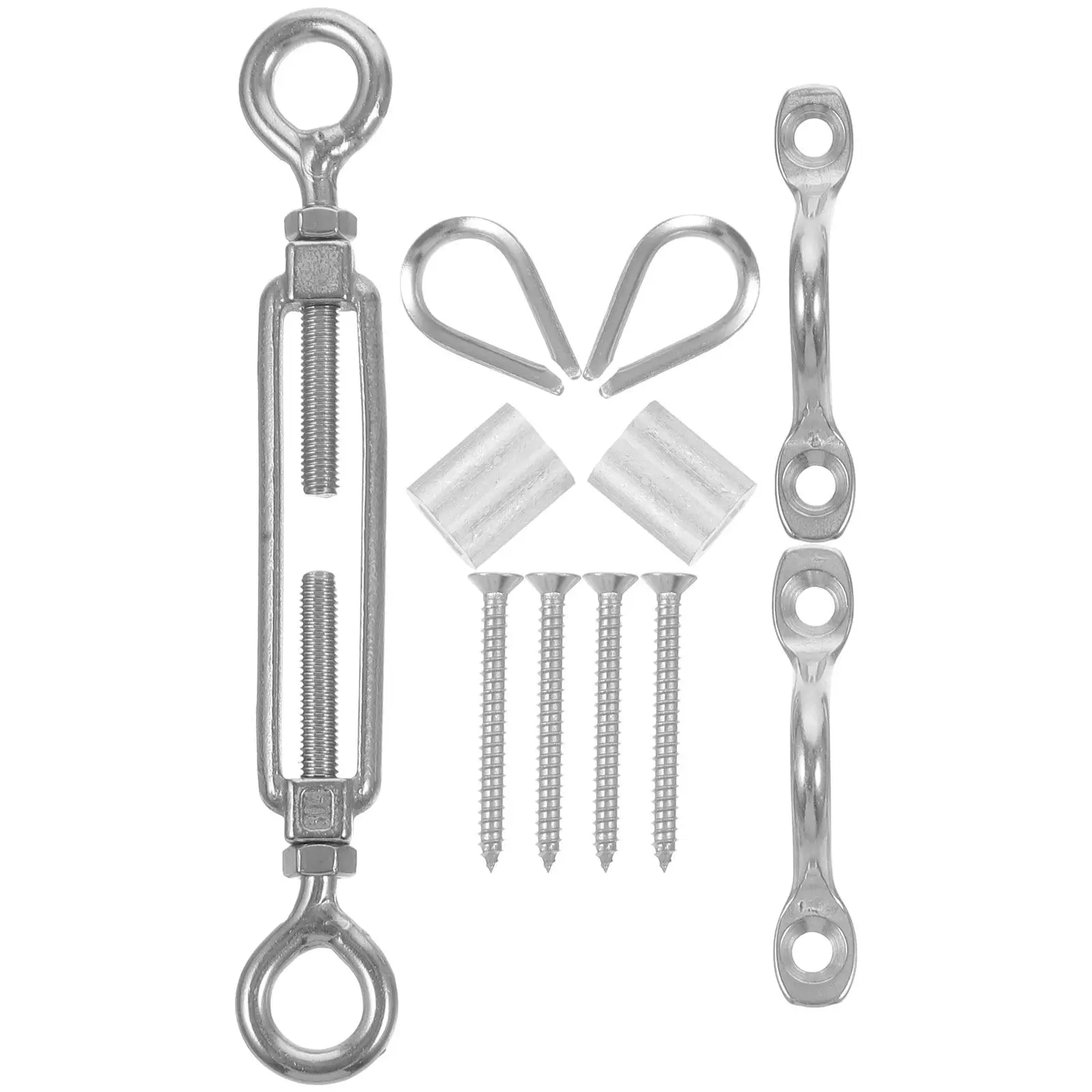 Eye and Eye Turnbuckle Stainless Steel Adjustable Tensioner for Wire Rope Steel Cable Corrosion Resistant Glossy Rope Tensioner
