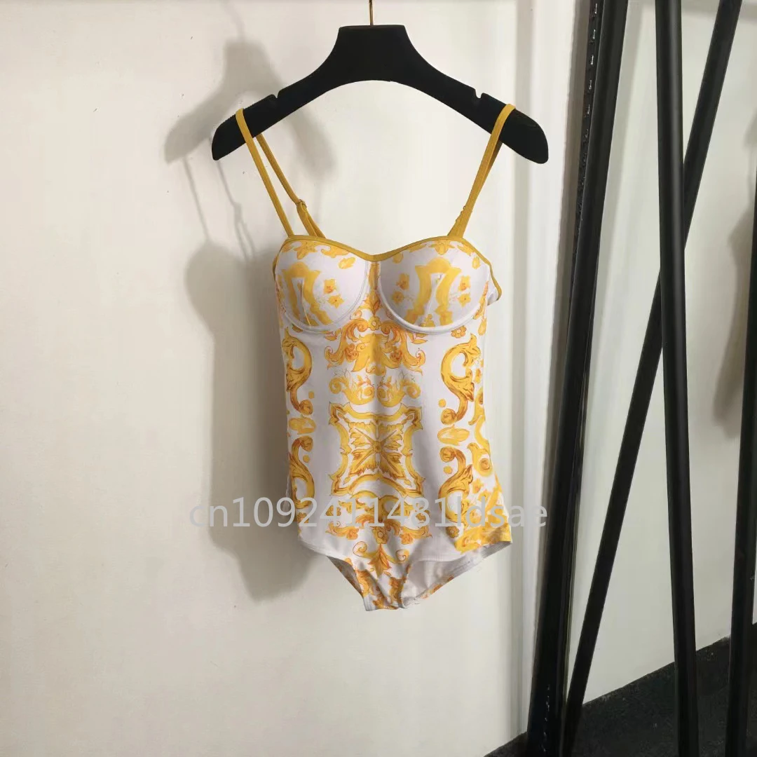 

Luxury Design Women's Gold Swimsuits Designer Brand Lady Sexy Bikini Sets Bathing Suits