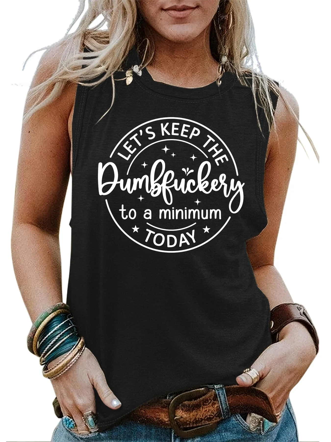 Women\'s Summer Casual Loose Size Letter Print Round Neck Sleeveless Tank Top T-shirt Print Tank Tops Women Fashion Streetwear