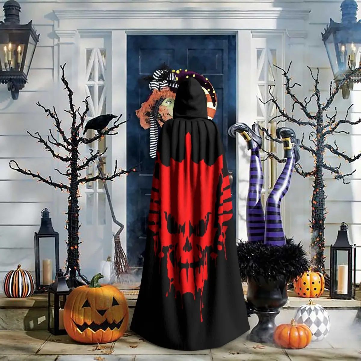 

Cody Rhodes Mes Long Hooded Cloak Witch Medieval Costume Cosplay Cape HalloweenCoat Adult Unisex