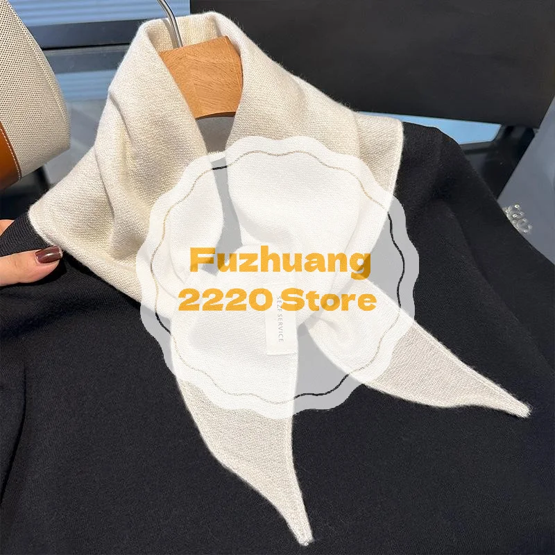 Enger multifunktionaler gestrickter Dreiecksschal aus Wolle; Damen-Kopftuch; Winterwarmer Halstuch-Haarband