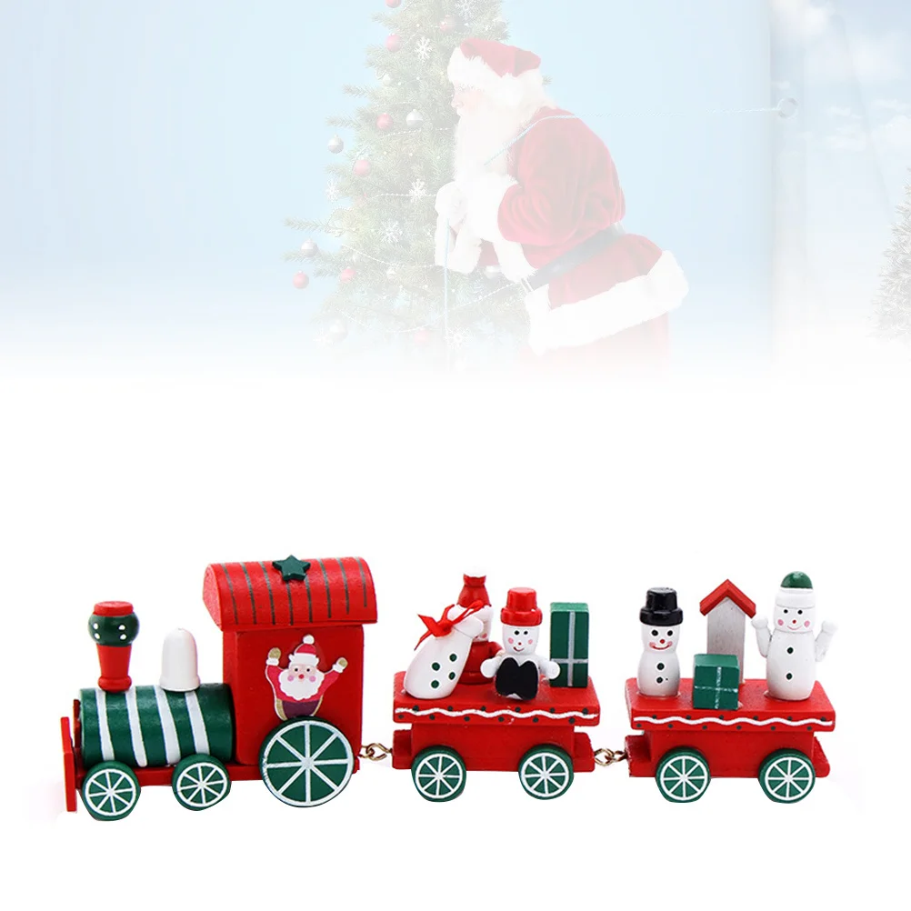 Treno in legno per bambini di Natale Mini albero di Natale Decor Ornamento in legno naturale Regalo Decorazione per feste Treno in legno