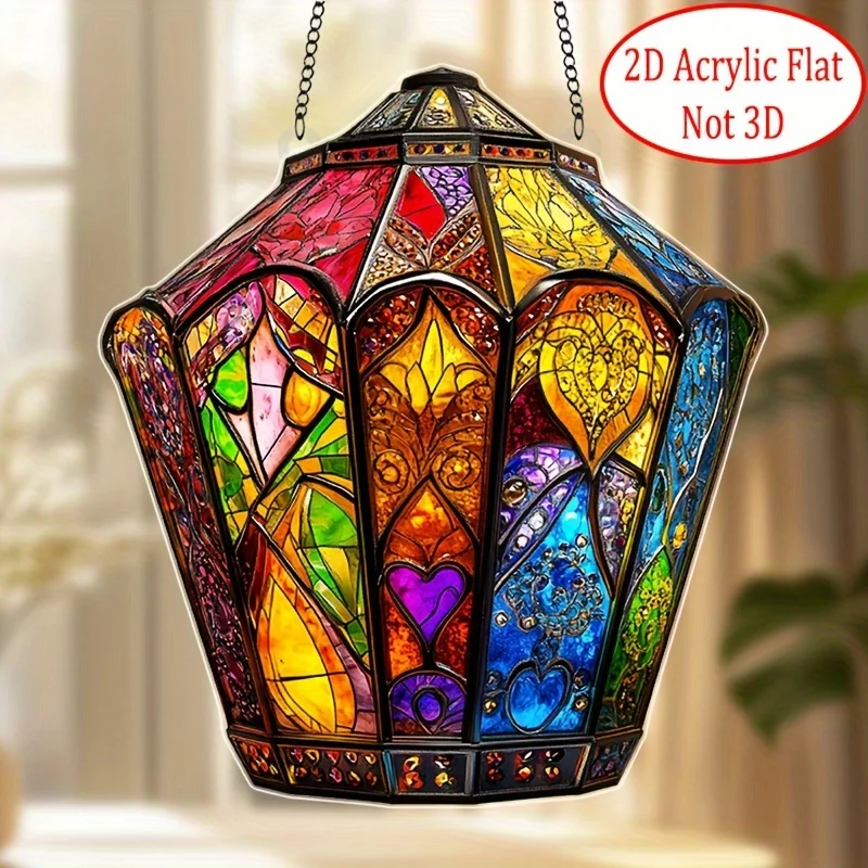 Bohemian-style Lantern 2D Acrylic Light Catcher Hanging Design For Unique Home Decoration Porch Party Art Piece Creative Gift