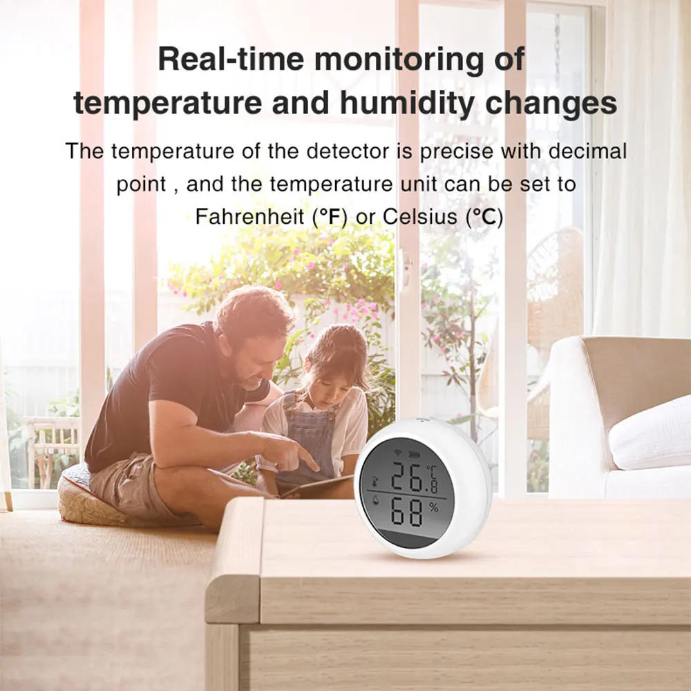 Tuya WIFI Temperature Humidity Sensor Indoor Hygrometer Thermometer Detector Smart Life Remote Control Support Alexa Google Home