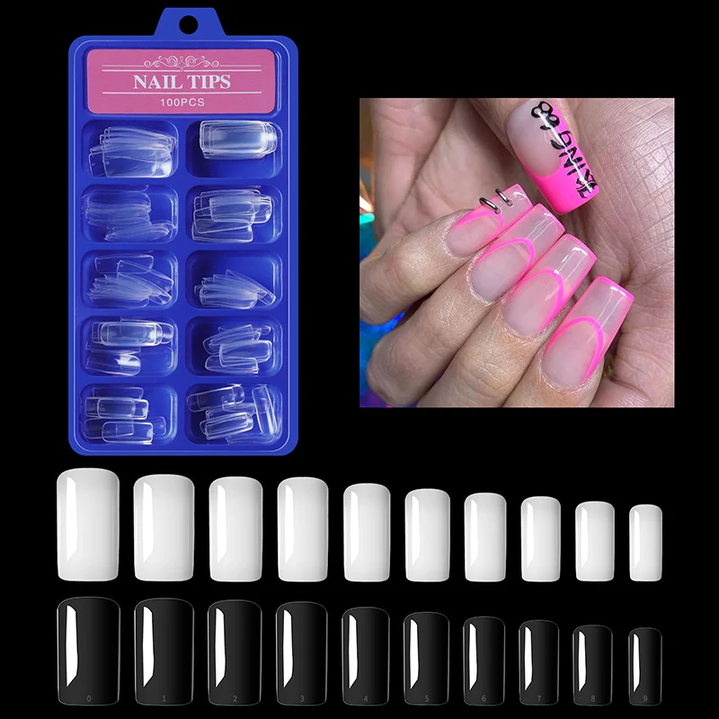 100 Pcs Coffin Shaped Ballerina Nails Acrylic Nails Coffin Shaped Nail Fake Nails  Tips