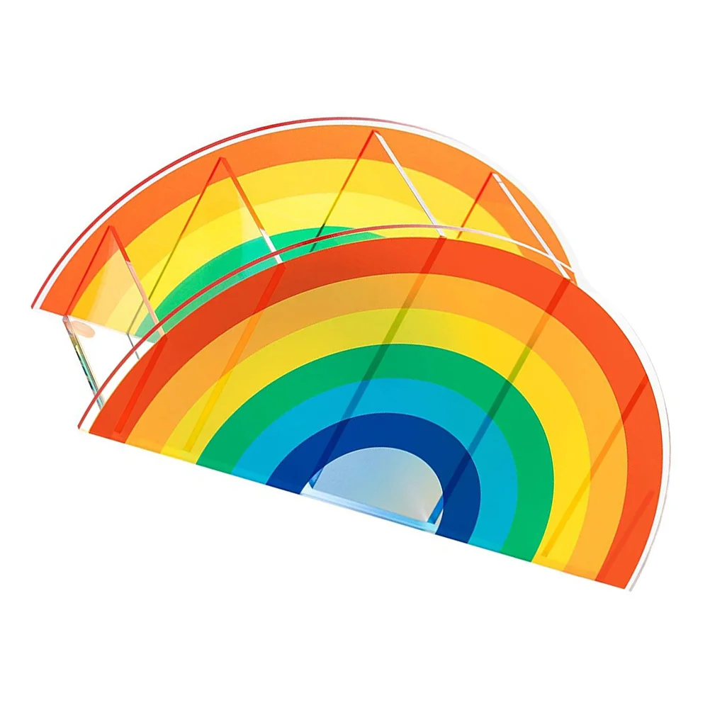 حامل قلم أكريليك صندوق تخزين مدمج متعدد الشبكات منظم سطح المكتب لأشتات كابلات المجوهرات والقرطاسية #4