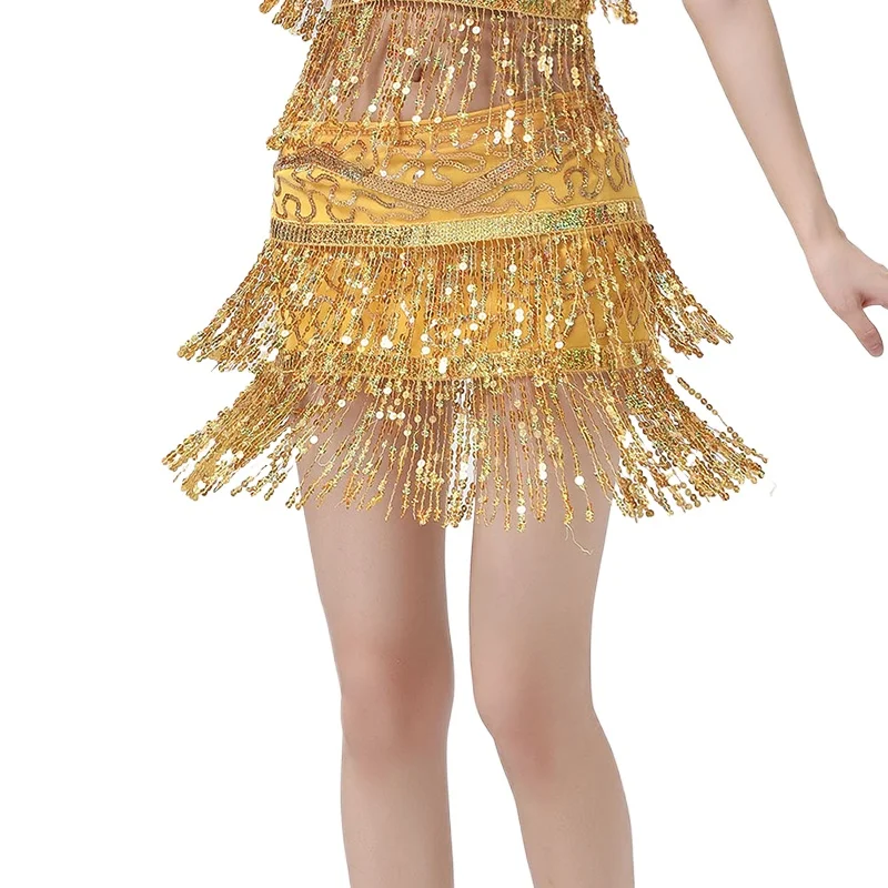 

Women's Belly Dancing Dress Waist Chain Belt Shiny Tassel Stage Show Accessories Bellydance Costume Prop Belly Dance Skirt Gold