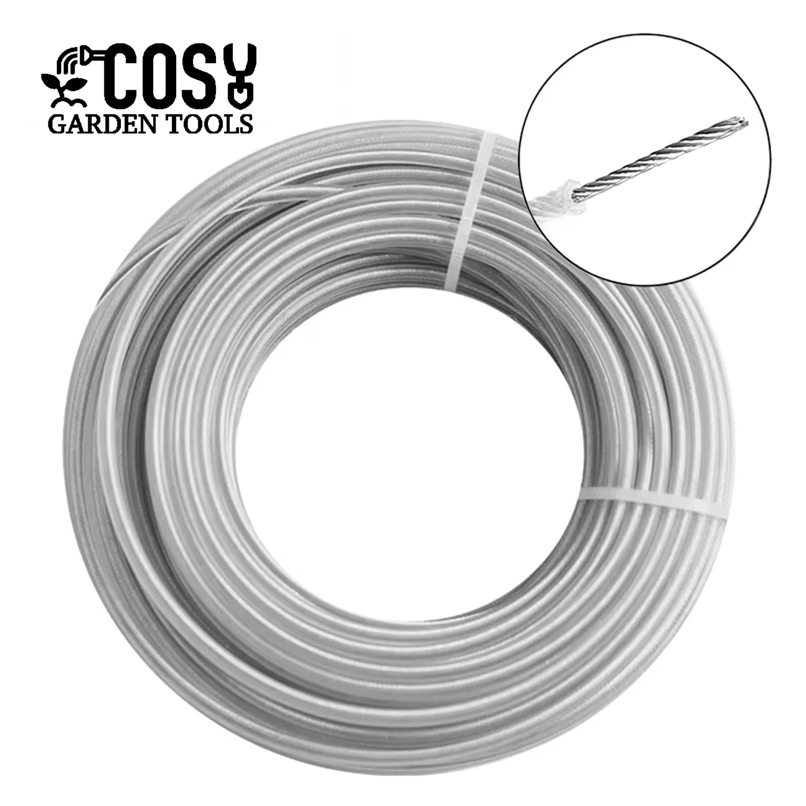 COSY 5m ~ 15m * 2,4 ~ 4mm hilo de desbrozadora de alambre de nailon cuerda cortadora de césped de acero reemplazo de cortacésped