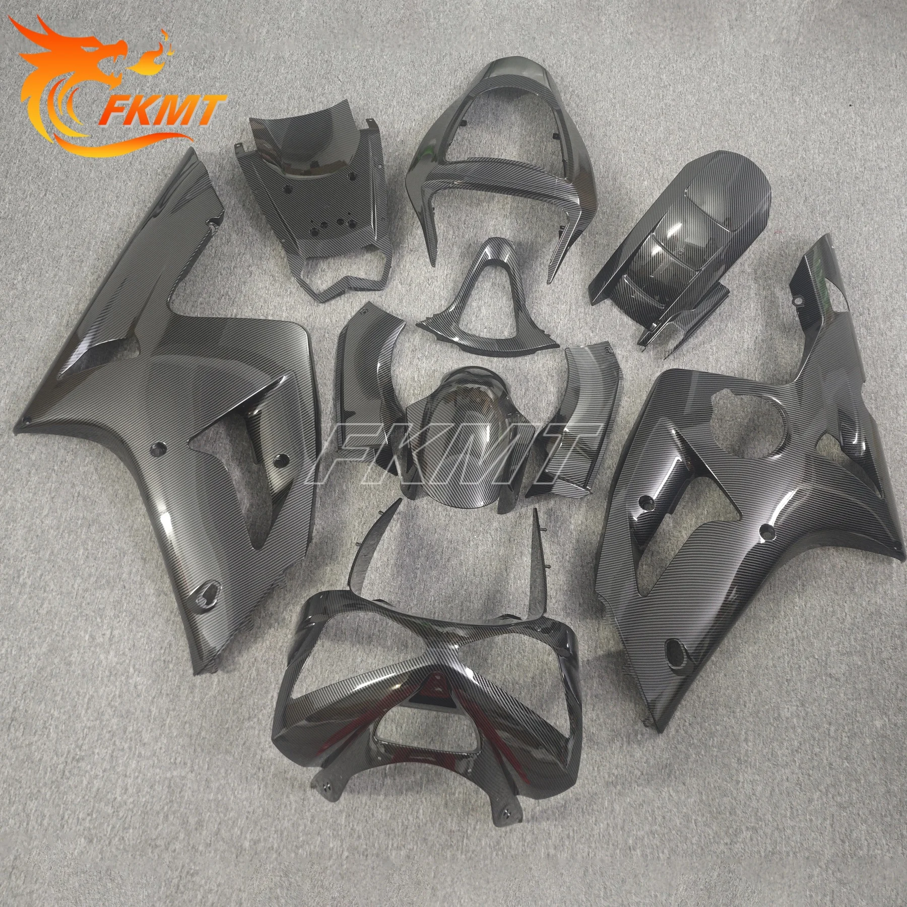 

ABS Hot fairing kit for Kawasaki ZX6R fairings 2003 2004 all glossy black plastic bodywork parts ZX-6R 03 04 Ninja 636