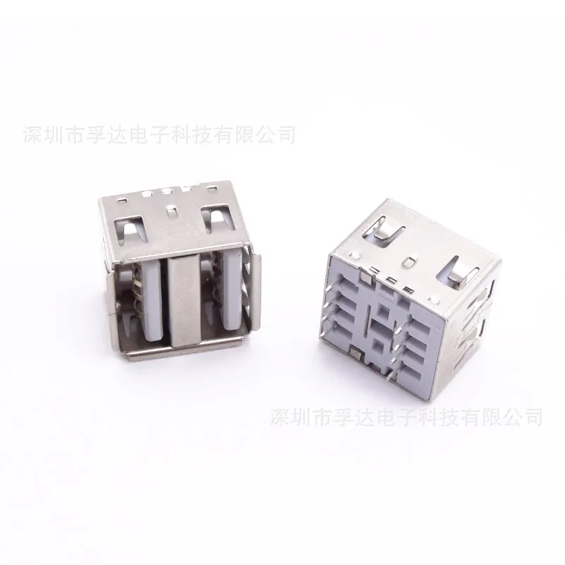 For double-layer plug in double-layer USB seat, short body 10.5 length 180° plug in straight without feet, straight edge curling