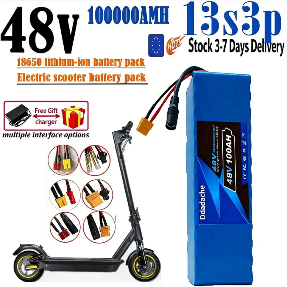 ✅ Nieuwe 13S3P 48v 100Ah Lithium Ion Batterij 48v 100000mah 1000w voor 54.6v Elektrische Krachtige Batterij met BMSElektrische Fietsen - afbeelding 2