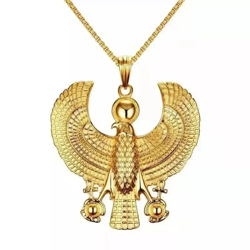 Image of 60 cm Länge Edelstahl Adler (Falcon) Anhänger Halskette Kopf Männer Alte Ägyptische Behänge Schmuck Drop Shipping Großhandel