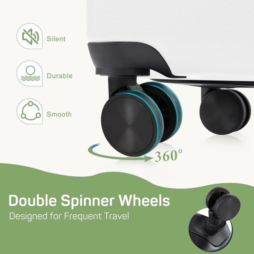 White 20-24-28 Inch Travel Luggage Set with Versatile Storage Options