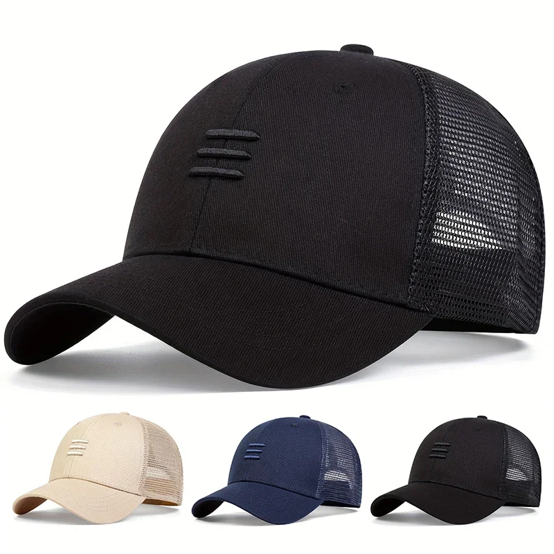 Herren Sommer Schnelltrocknende Mütze Outdoor Freizeit Baseballkappe Drei gestickte atmungsaktive Mesh-Kappen verstellbare Hip-Hop-Hüte Gorras