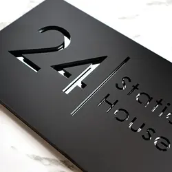 Personalized customized laser engraving acrylic matte black/matte gray outdoor house number and street number Plaque