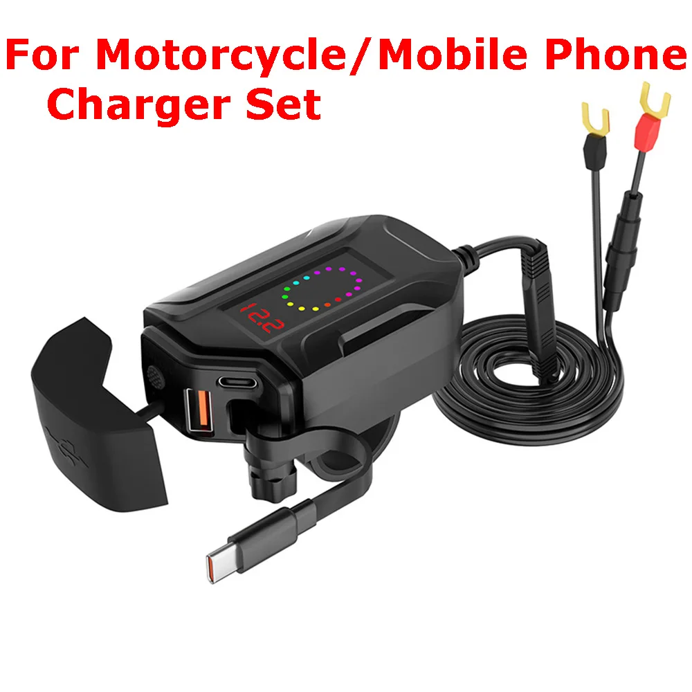 

For Motorcycle/Mobile Phone Charger Set 30W Motorcycle USB Fast Charger with Retractable Type-C Cable