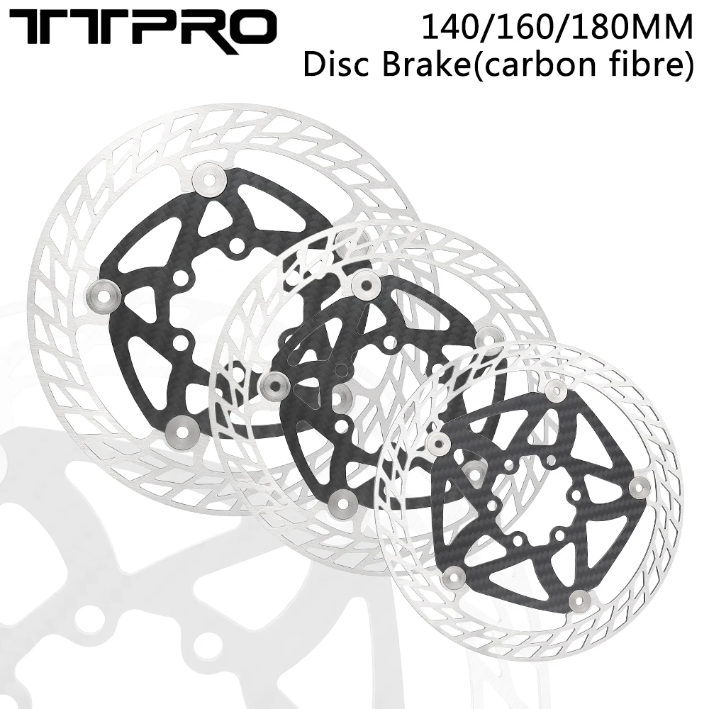 

TTPRO Ultralight Disc Brake Rotor 140MM 160MM 180MM Carbon Fibre 6 Bolts Floating Rotor for MTB Road Bike Disc Brake