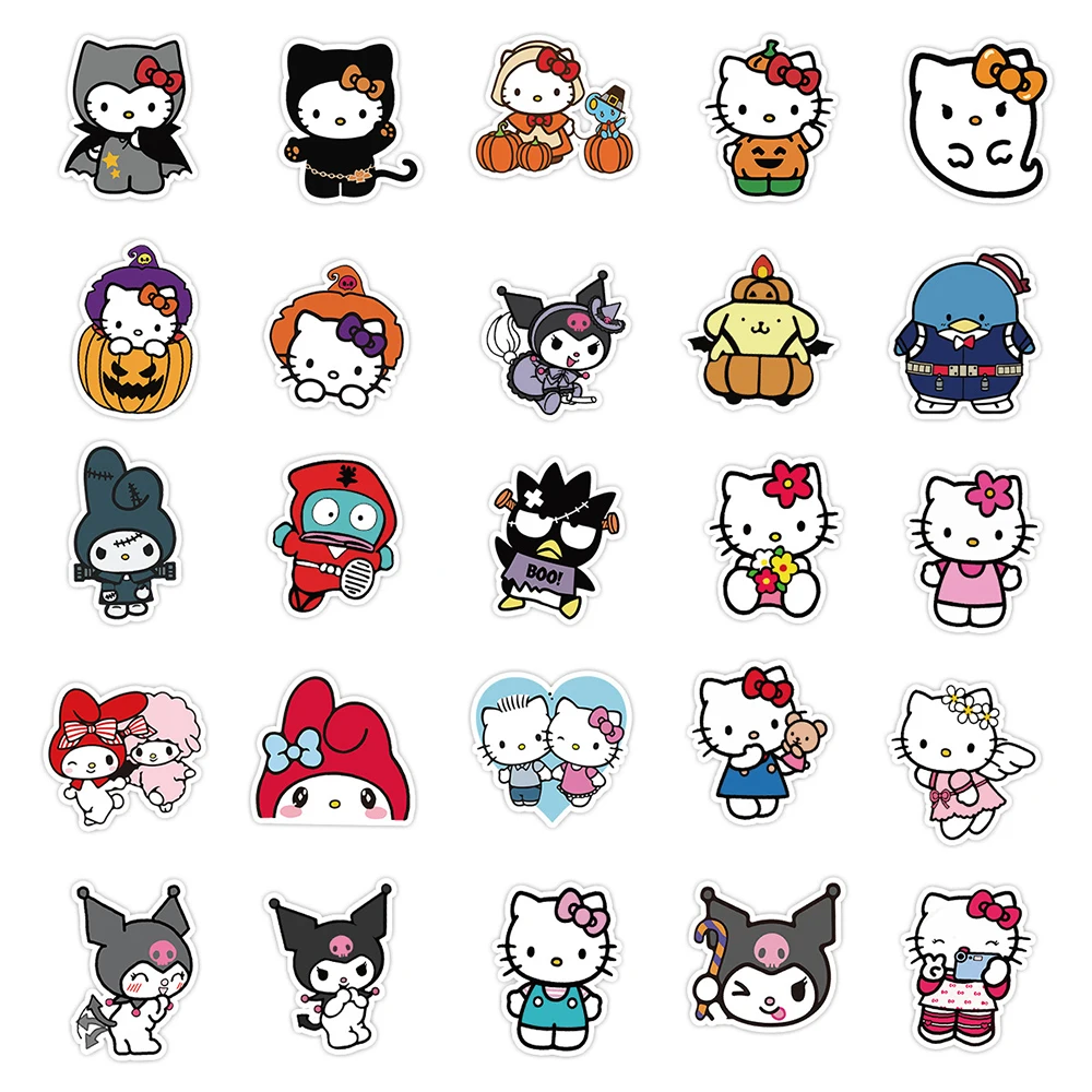 10/30/50PCS Mixed Sanrio Anime Cartoon Cute Kuromi Hello Kitty DIY Luggage Guitar Fridge Laptop Funny Graffiti Sticker Toy Gift