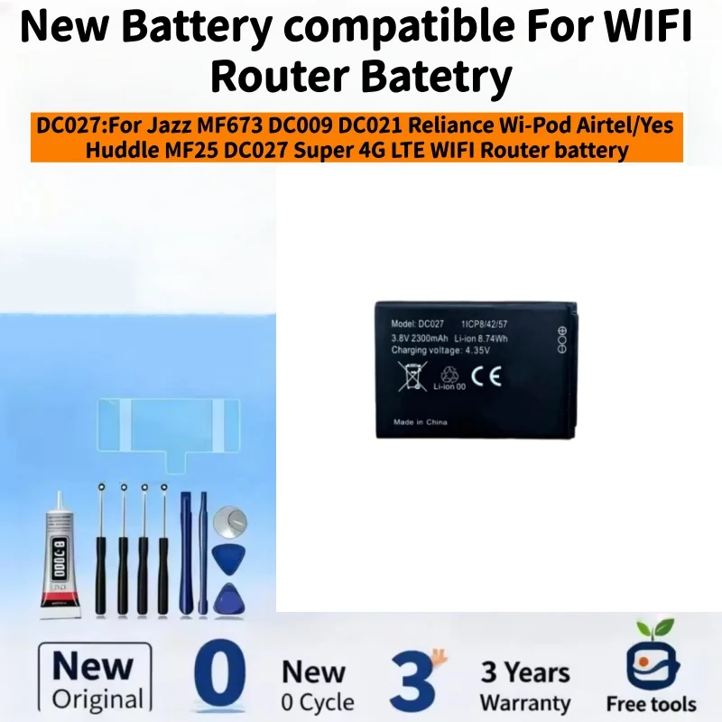 New Battery Compatible For Jazz MF673 DC009 DC021 Reliance Wi-Pod Airtel/Yes Huddle MF25 DC027 4G LTE WIFI Router+Free Tools