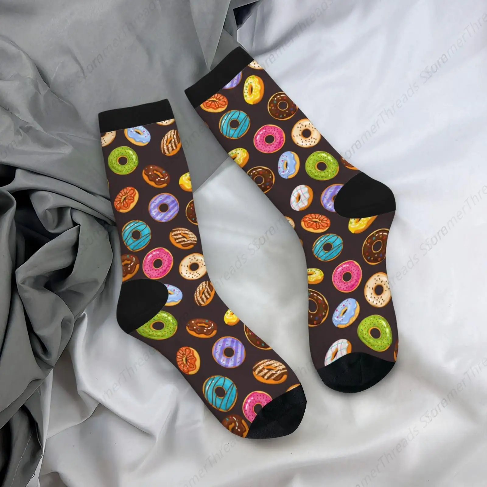 Brown Donut Funny Novelty Socks For Men And Women