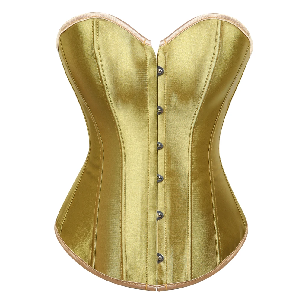 Gold Corset Top Blue Victorian Bodices for Women Sexy Corset Lingerie Plus Size Sexy Satin Overbust Corsets and Bustiers Black W