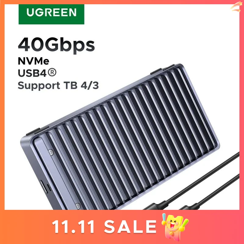 

UGREEN 40Gbbps M2 SSD-корпус USB4 NVMe, совместимый с твердотельным накопителем Thunderbolt M.2 NVMe для Mac Mini M4 MacBook Pro