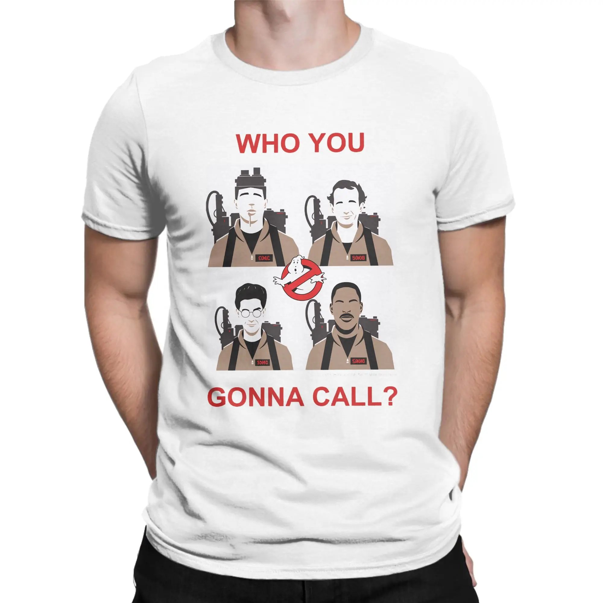 Ghostbusters Who You Gonna Call T Shirt Men Cotton Vintage T-Shirts Crewneck  Tee Shirt Short Sleeve Clothes Plus Size