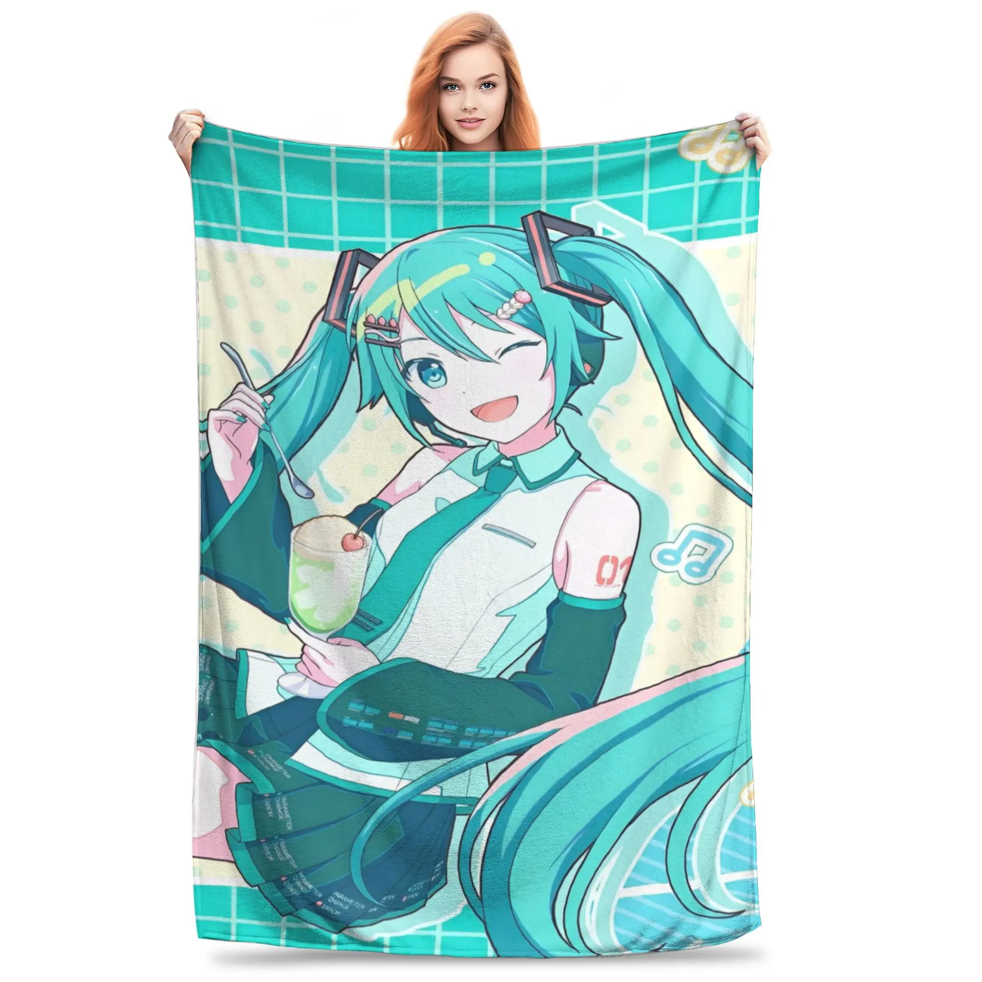 

Hatsune Miku Throw Blanket for Couch Fuzzy Soft Plush Blanket 50x60 Inches Multiple Sizes Bedspreads for All Seasons