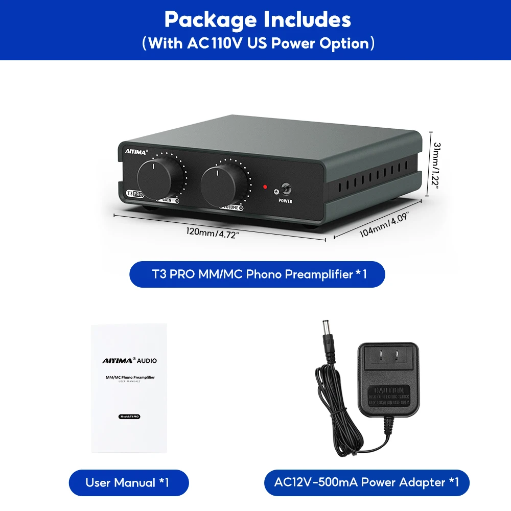 AIYIMA T3 PRO RIAA MM/MC Phono-Vorverstärker Vinyl-Plattenspieler Stereo-Vorverstärker Verstärker Plattenspieler mit Verstärkungsregelung 4