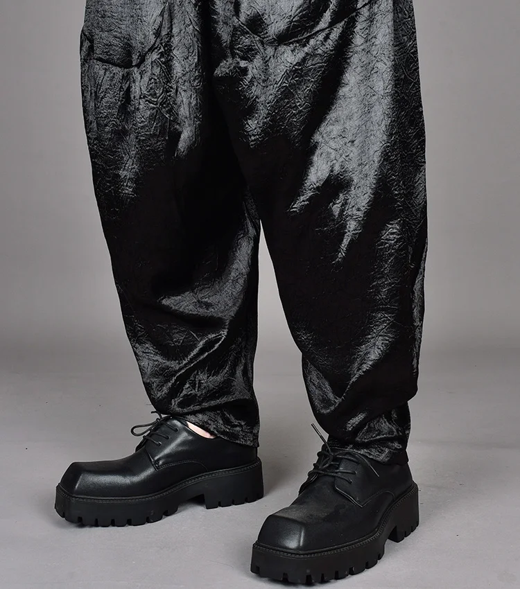 Fashion Trend Black Casual Loose Comfortable Harem Pants Men 2025 Summer Ice Silk Thin Material Draped Slim Fit Long Pants