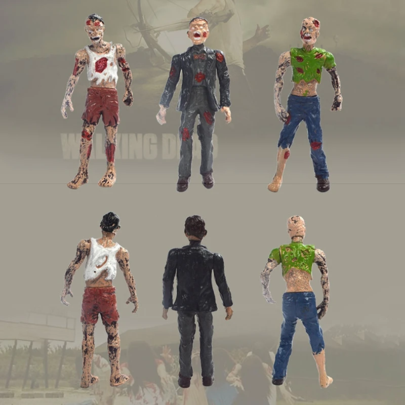 6 pz/lotto 10CM The Walking Dead Zombie Action Figures giocattoli personaggi del film Action Zombie Figures giocattolo per bambini