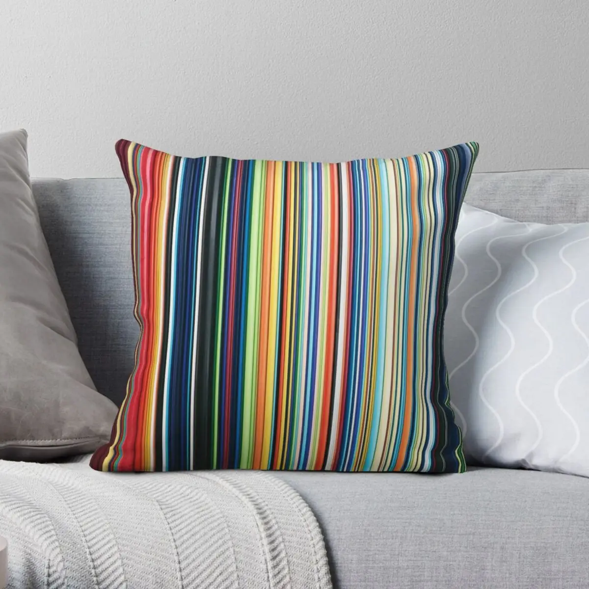 

Multicolored Vertical Stripes Square Pillowcase Polyester Linen Velvet Pattern Zip Decor Pillow Case Car Cushion Cover