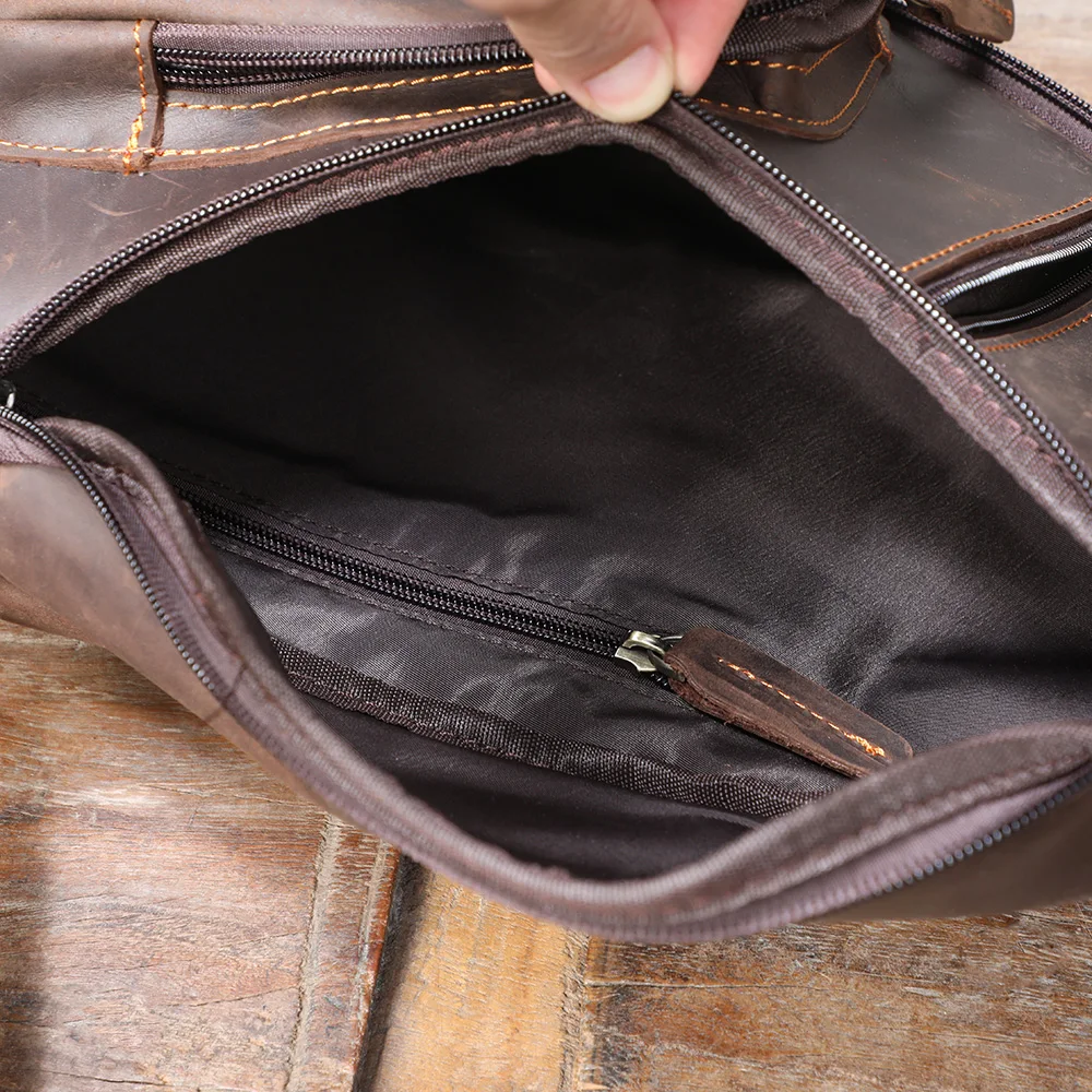 S.WORKER Echtleder Herren-Umhängetasche | Retro Crazy Horse Leder Tagesrucksack Umhängetaschen für Männer – Detail 26