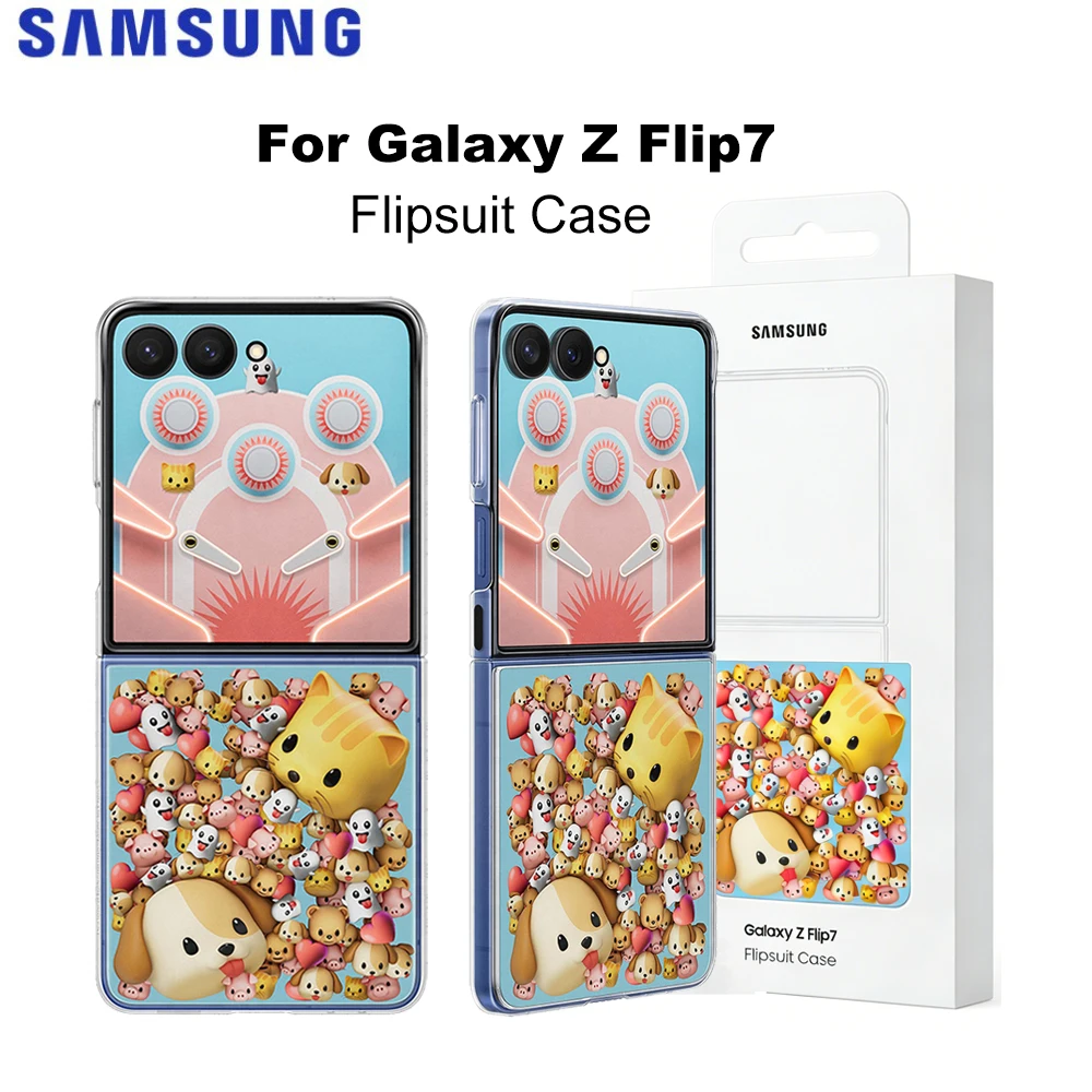 Original For Samsung Galaxy Z Flip7 Flipsuit Case Galaxy Z Flip 7 LED Flipsuit Case Smartphone Cover Transparent EF-ZF766