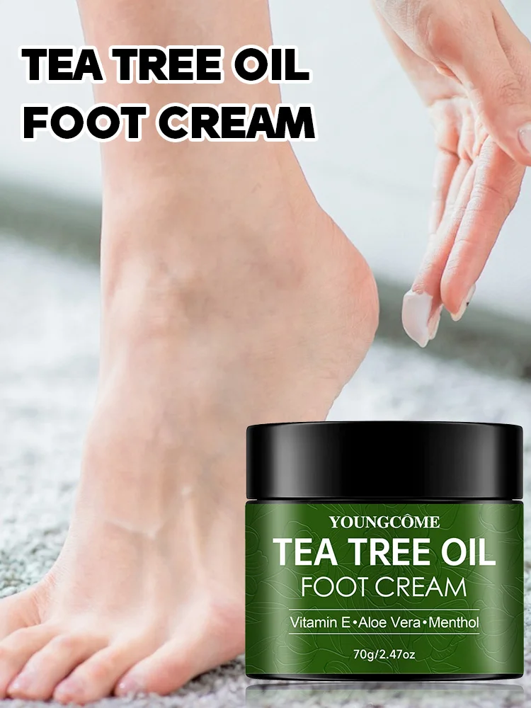 Crème pour les pieds à l'arbre à thé pour les soins des talons secs, exfolie les peaux mortes, adoucit, hydrate, lisse les peaux rugueuses, soin quotidien des pieds, lotion