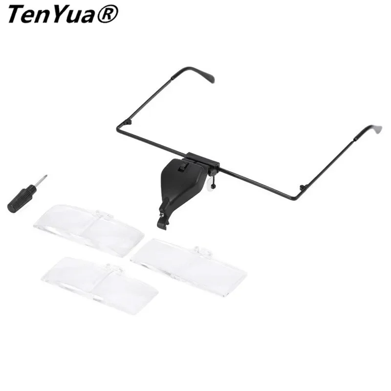 Tenyua 1.5x 2.5x 3.5x Lente Lupa Cabeça Lupa Leitura Lupa com Luz Led Óptico Durável Lupa
